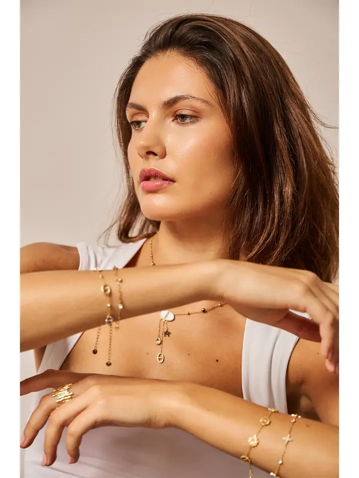 Bracelet Chaînette Charms En Acier Inoxydable Doré