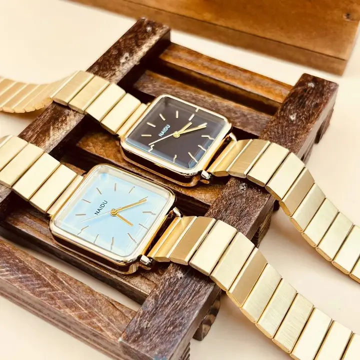 Montre minimaliste carrée en acier inoxydable pour femme