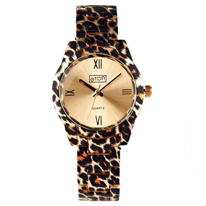 Montre femme élégante à motif léopard