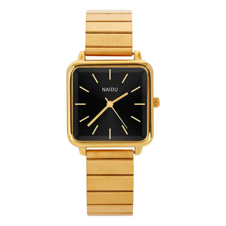 Montre minimaliste carrée en acier inoxydable pour femme