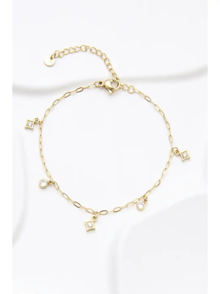 Bracelet Chaînette Charms En Acier Inoxydable Doré