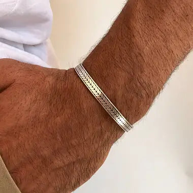 Bracelet jonc argenté pour homme ajustable