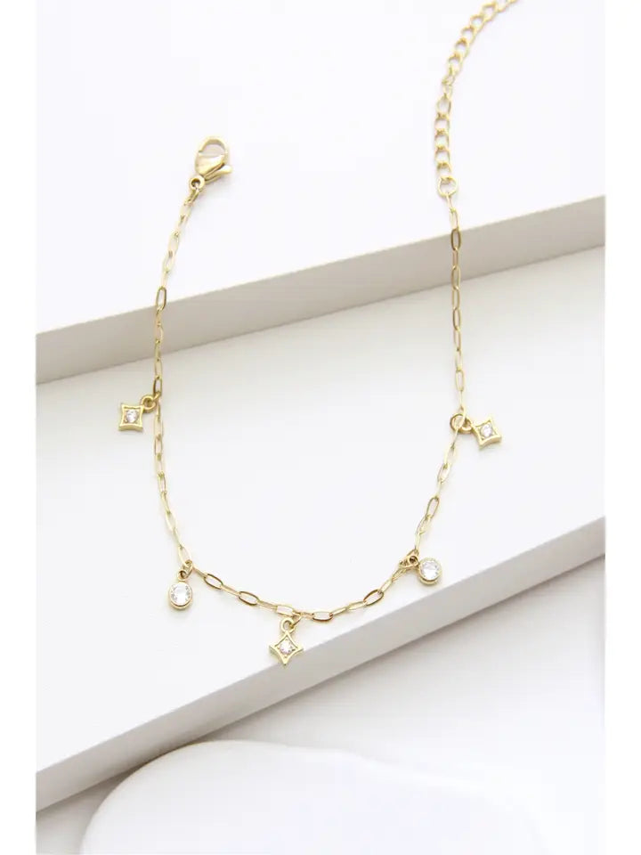 Bracelet Chaînette Charms En Acier Inoxydable Doré